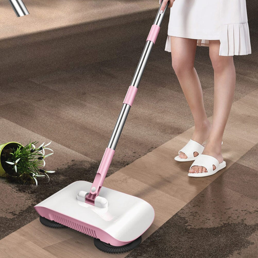 3-in-1 Manual Floor Sweeper Mop with Built-In Dustpan