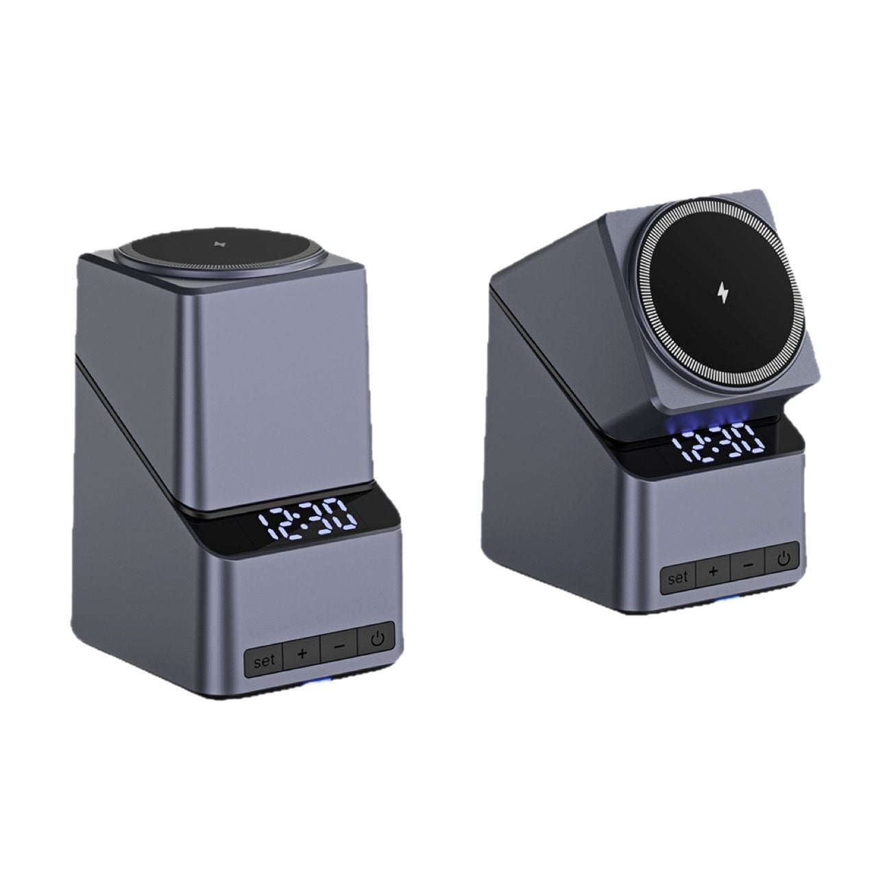 Rotating Wireless Charging Station with Digital Clock