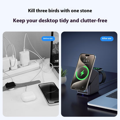 Rotating Wireless Charging Station with Digital Clock