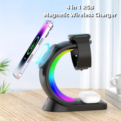 4-in-1 Magnetic Wireless Charging Station with RGB Ambient Light