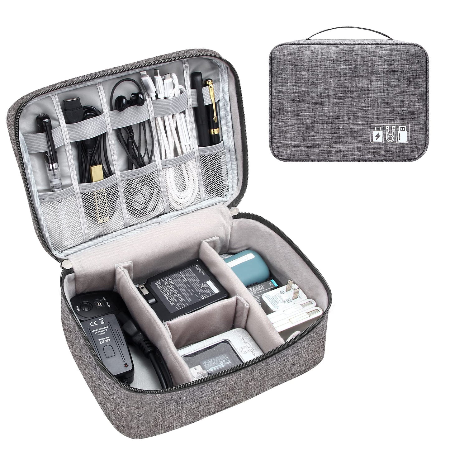 Waterproof Travel Electronics Organizer Case with Adjustable Compartments