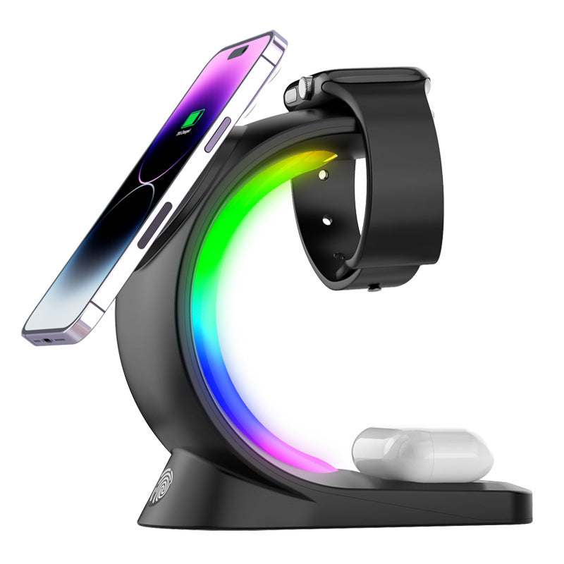 4-in-1 Magnetic Wireless Charging Station with RGB Ambient Light