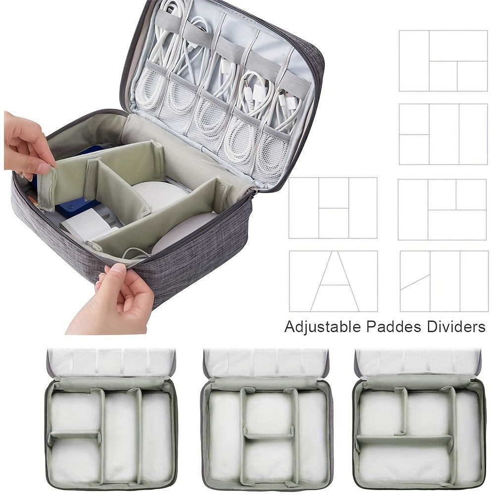 Waterproof Travel Electronics Organizer Case with Adjustable Compartments