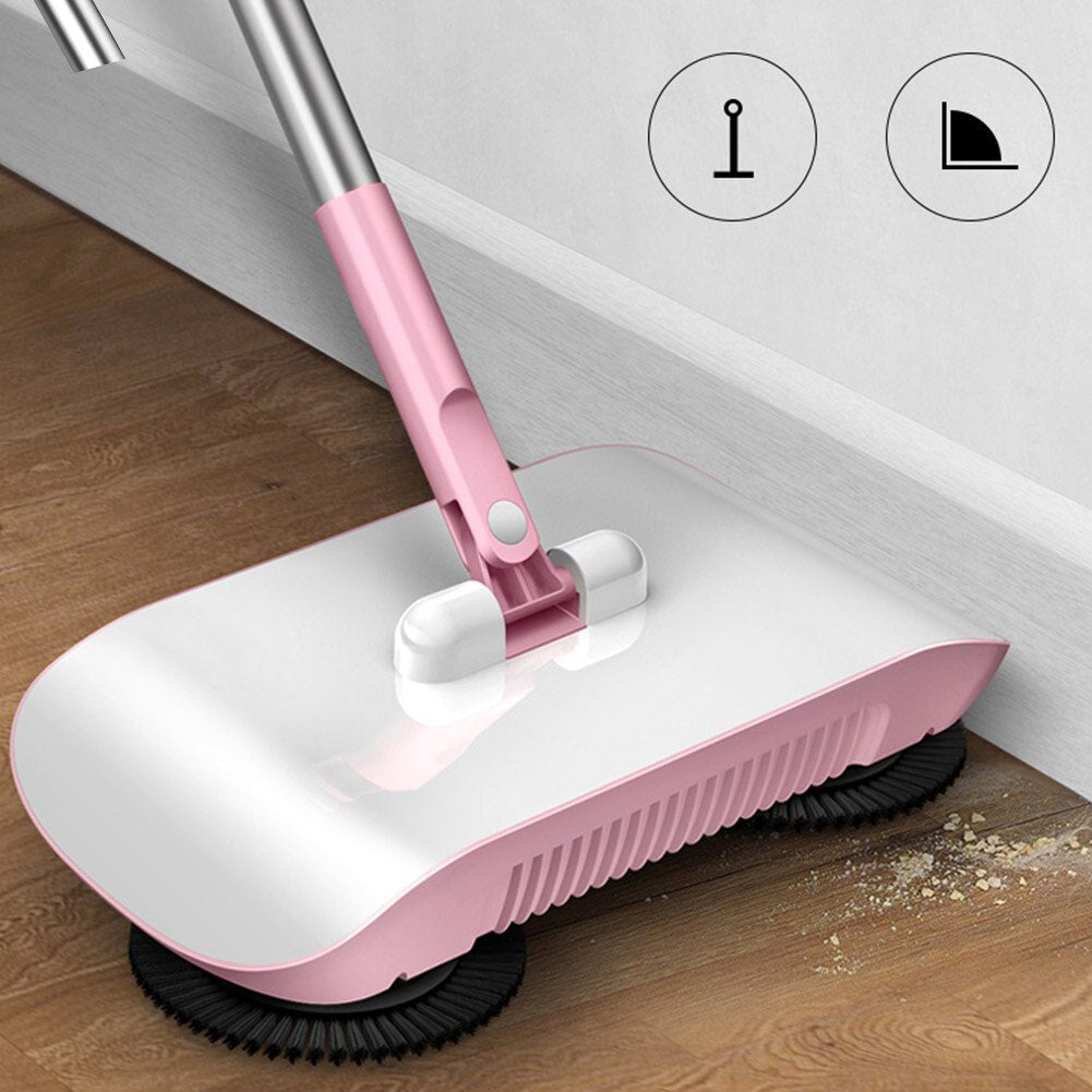 3-in-1 Manual Floor Sweeper Mop with Built-In Dustpan