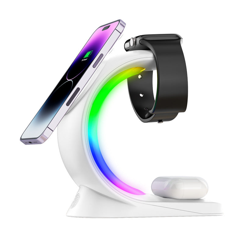 4-in-1 Magnetic Wireless Charging Station with RGB Ambient Light