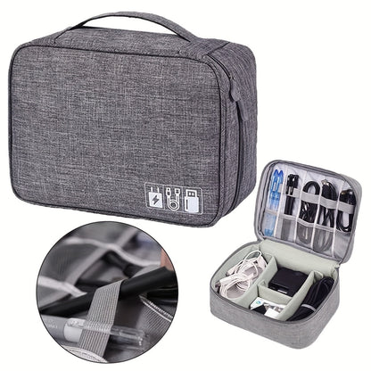 Waterproof Travel Electronics Organizer Case with Adjustable Compartments