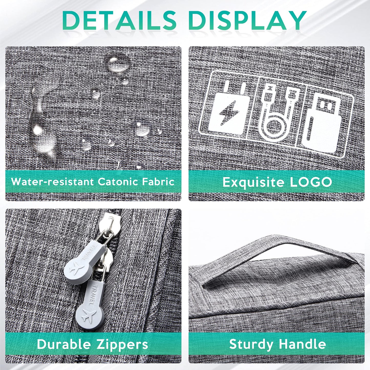 Waterproof Travel Electronics Organizer Case with Adjustable Compartments