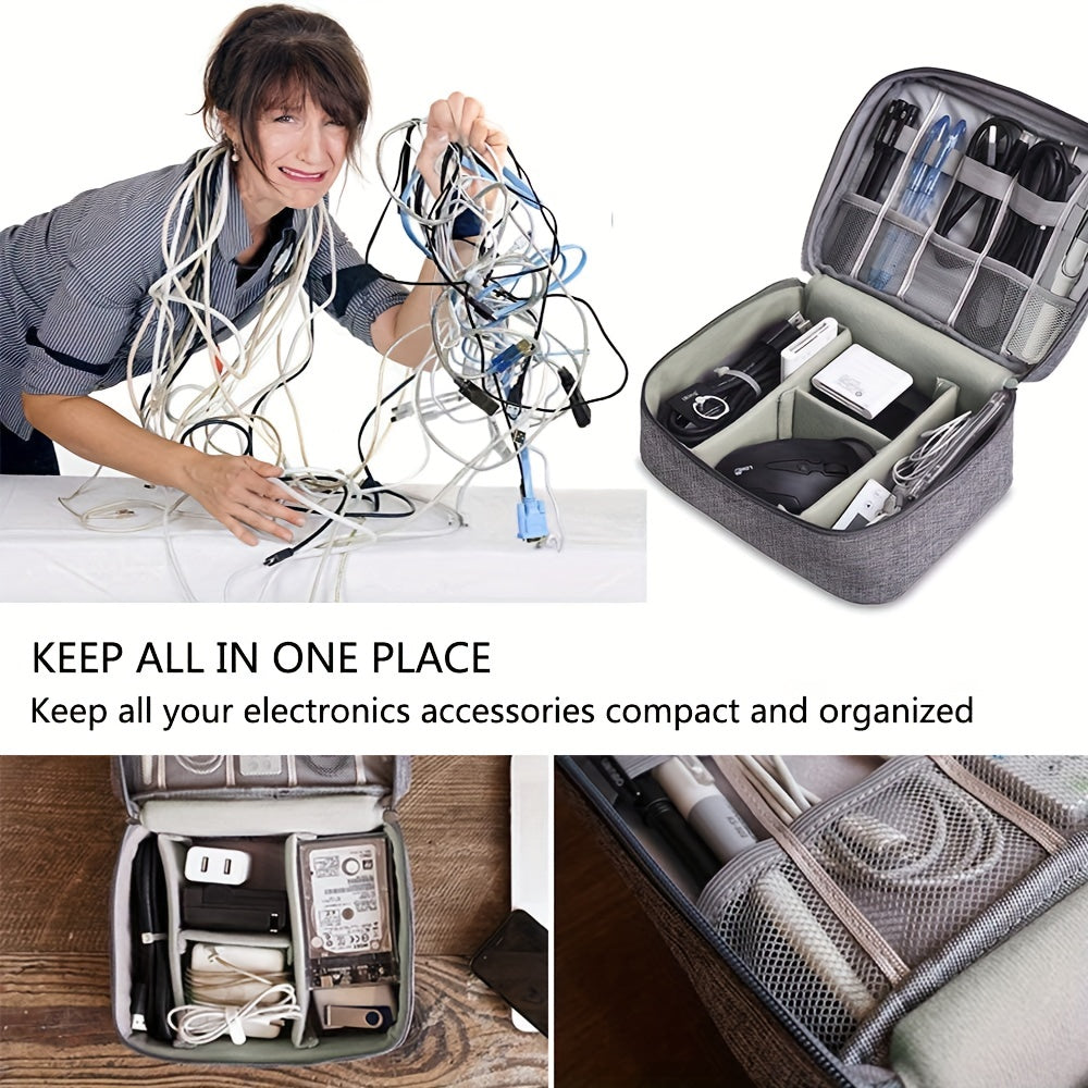 Waterproof Travel Electronics Organizer Case with Adjustable Compartments